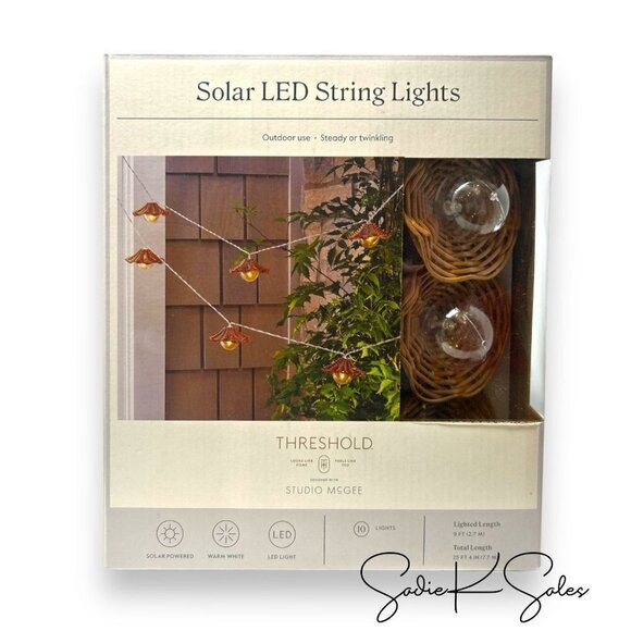 Studio McGee 10ct Solar LED Outdoor Orb and Globe String Lights Clear/Brown‎ - Picture 6 of 6